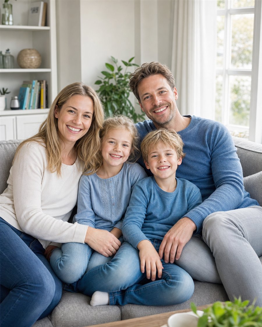 Een gezin dat samen de dag organiseert